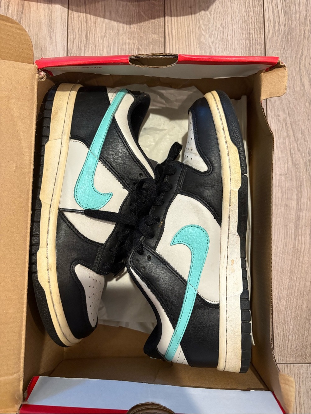 Nike Men’s Black White Sneakers with Teal Swoosh